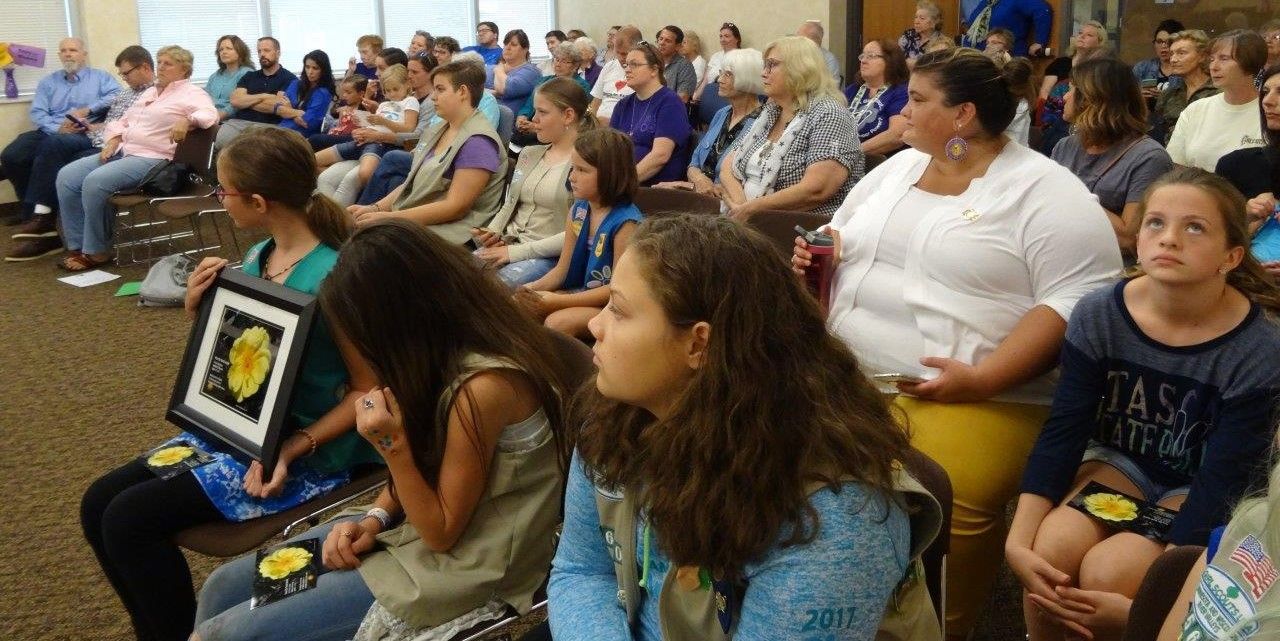 An over flow crowd attends the 2nd Annual First in the Nation Suffrage Celebration in South St. Paul, Minnesota.